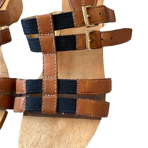 Naturalizer Brown Black Athina Sandals Wooden Slip On Heeled Shoes Size 9W - Picture 3 of 10